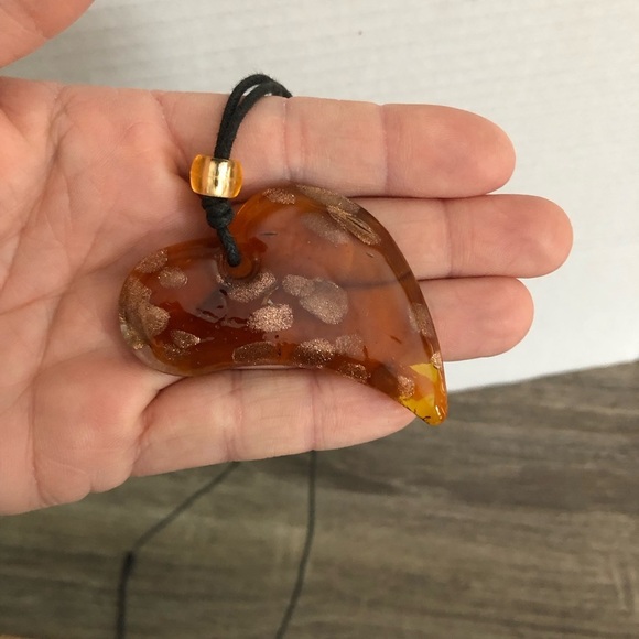 Art Glass Heart Pendant Necklace - Picture 4 of 7